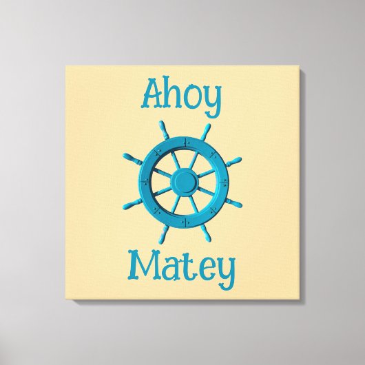 Rustic Weathered Boat Steering Wheel Photo Image Canvas Afdruk (Voorkant)