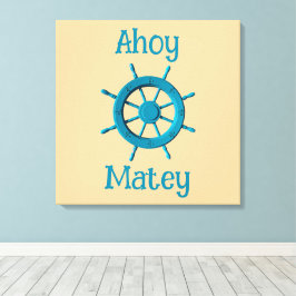 Rustic Weathered Boat Steering Wheel Photo Image Canvas Afdruk