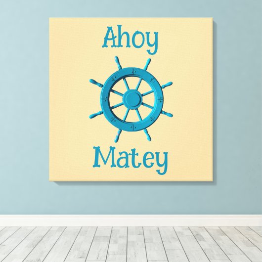 Rustic Weathered Boat Steering Wheel Photo Image Canvas Afdruk (Insitu (Houten vloer))