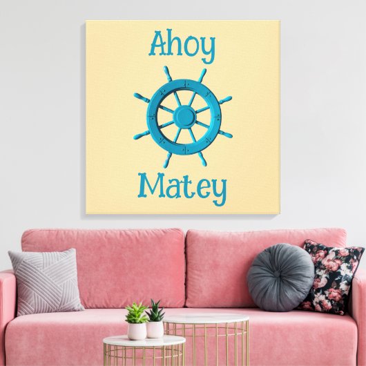 Rustic Weathered Boat Steering Wheel Photo Image Canvas Afdruk (Insitu (Woonkamer))