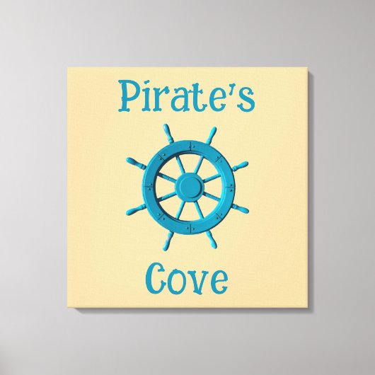 Rustic Weathered Boat Steering Wheel Photo Image Canvas Afdruk (Voorkant)