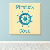 Rustic Weathered Boat Steering Wheel Photo Image Canvas Afdruk (Insitu (Houten vloer))