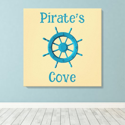 Rustic Weathered Boat Steering Wheel Photo Image Canvas Afdruk (Insitu (Houten vloer))