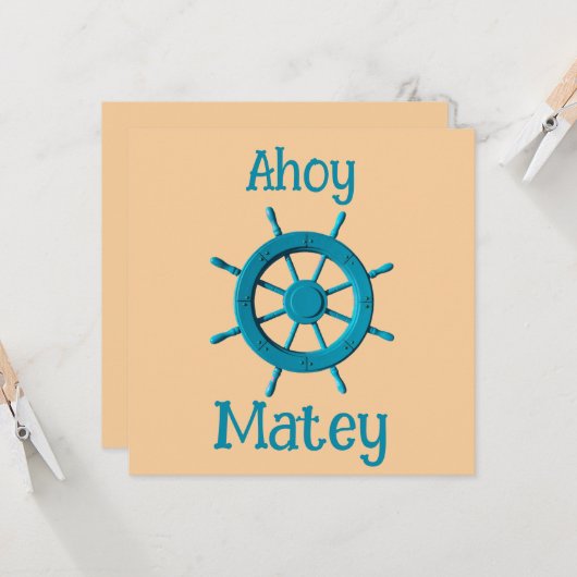 Rustic Weathered Boat Steering Wheel Photo Image Kaart (Voorkant / Achterkant in situ)