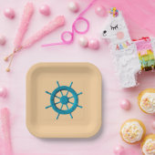 Rustic Weathered Boat Steering Wheel Photo Image Papieren Bordje (Feest)