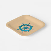 Rustic Weathered Boat Steering Wheel Photo Image Papieren Bordje (Gebogen)