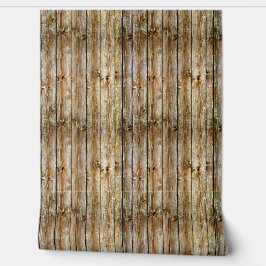 Rustic Weathered Brown Wood Plank Seamless Pattern Behang