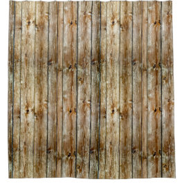 Rustic Weathered Brown Wood Plank Seamless Pattern Douchegordijn