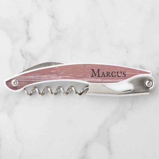 Rustic Weathered Red Wood Specialized Waiter's Co Kurkentrekker (Achterkant)