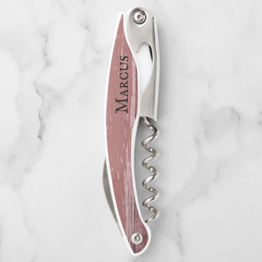 Rustic Weathered Red Wood Specialized Waiter's Co Kurkentrekker (Achterkant)