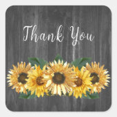Rustic Weathered Sunflower Wedding Bedankt Vierkante Sticker (Voorkant)