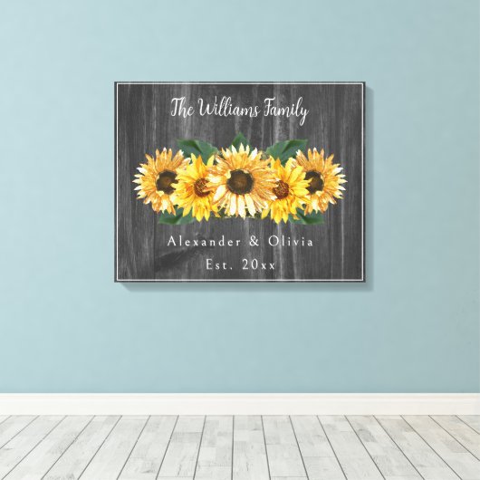Rustic Weathered Sunflower Wedding Canvas Afdrukke (Insitu (Houten vloer))