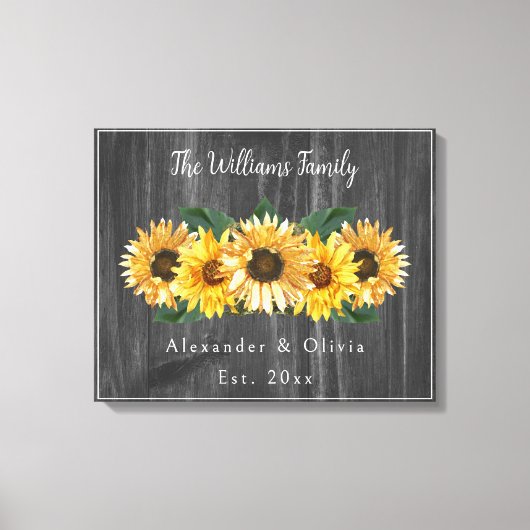 Rustic Weathered Sunflower Wedding Canvas Afdrukke Afdruk (Voorkant)