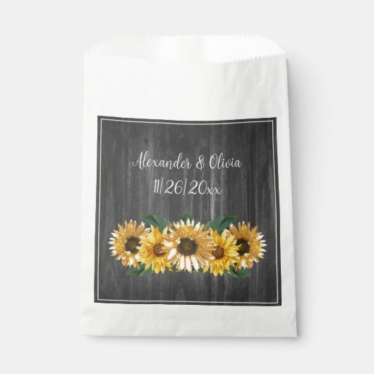 Rustic Weathered Sunflower Wedding Favor Bag Bedankzakje (Voorkant)