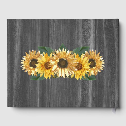 Rustic Weathered Sunflower Wedding Guest Book Gastenboek (Achterkant)