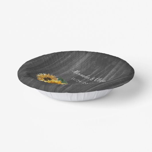 Rustic Weathered Sunflower Wedding Paper Bowls Papieren Kommen (Gebogen)