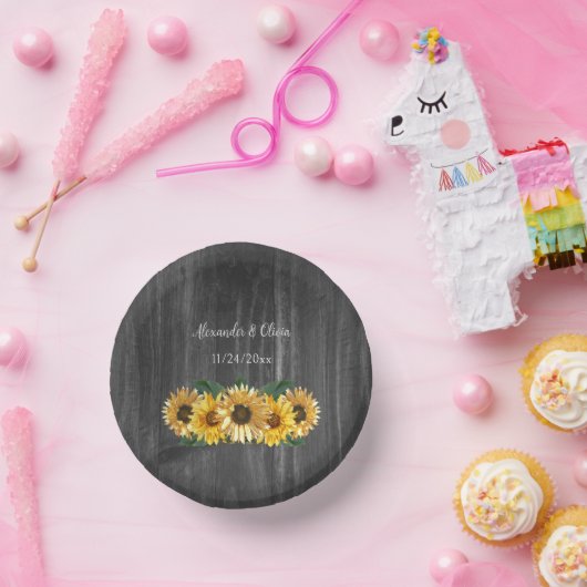 Rustic Weathered Sunflower Wedding Paper Bowls Papieren Kommen (Feest)