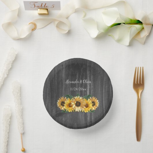 Rustic Weathered Sunflower Wedding Paper Bowls Papieren Kommen (Huwelijk)