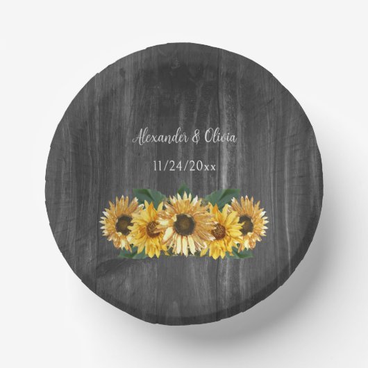 Rustic Weathered Sunflower Wedding Paper Bowls Papieren Kommen (Voorkant)