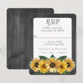 Rustic Weathered Sunflower Wedding RSVP Kaart (Voorkant / Achterkant)