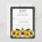 Rustic Weathered Sunflower Wedding RSVP Kaart (Voorkant)