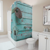 Rustic Weathered Turquoise-deur Douchegordijn (In situ)