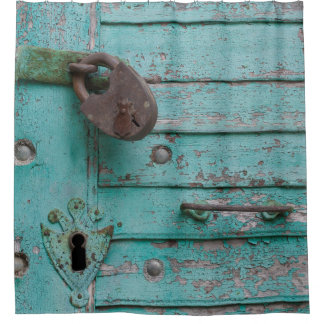 Rustic Weathered Turquoise-deur Douchegordijn