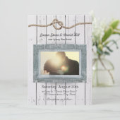 Rustic Weathered Wood Background Foto Weddenschap Kaart (Staand voorkant)