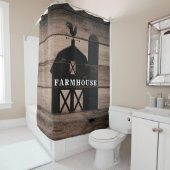 Rustic Weathered Wood Black Barn Country Farmhouse Douchegordijn (In situ)