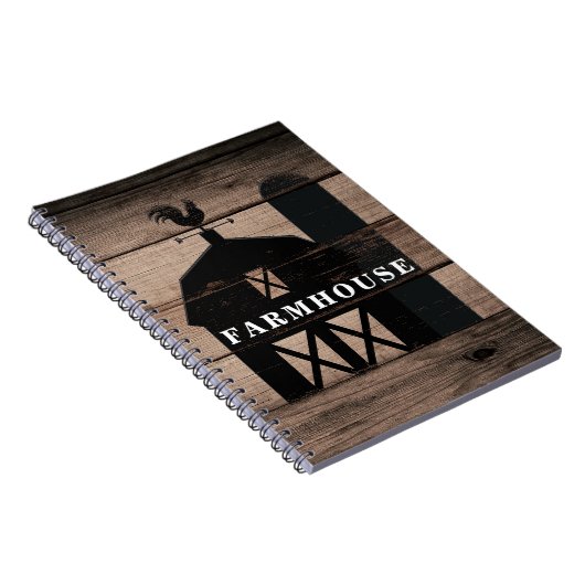 Rustic Weathered Wood Black Barn Country Farmhouse Notitieboek (Rechterzijde)