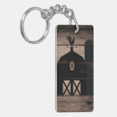 Rustic Weathered Wood Black Barn Country Farmhouse Sleutelhanger (Voorkant Links)