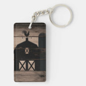 Rustic Weathered Wood Black Barn Country Farmhouse Sleutelhanger (achterkant)