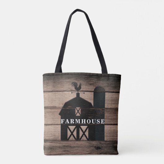Rustic Weathered Wood Black Barn Country Farmhouse Tote Bag (Achterkant)