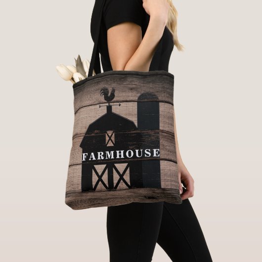 Rustic Weathered Wood Black Barn Country Farmhouse Tote Bag (Dichtbij)