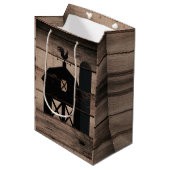 Rustic Weathered Wood Black Barn Country Wedding Medium Cadeauzakje (Voorkant Gekanteld)