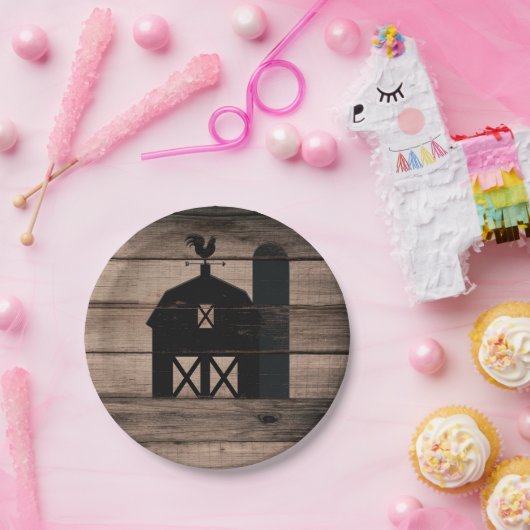 Rustic Weathered Wood Black Barn Country Wedding Papieren Bordje (Feest)