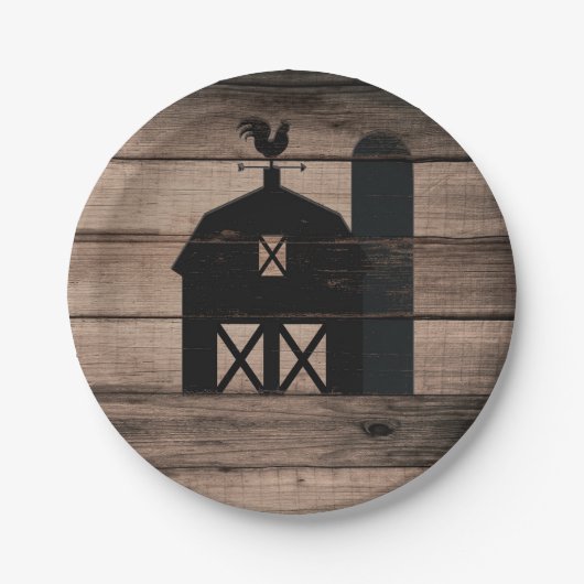 Rustic Weathered Wood Black Barn Country Wedding Papieren Bordje (Voorkant)