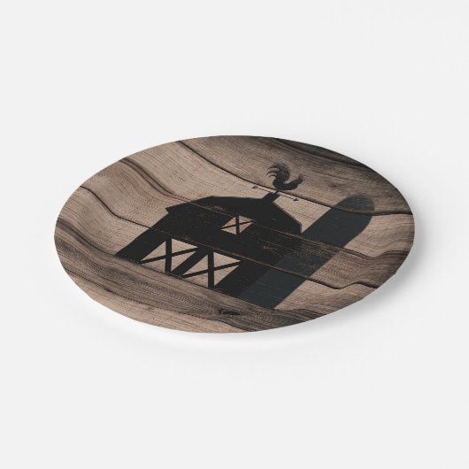 Rustic Weathered Wood Black Barn Country Wedding Papieren Bordje (Gekanteld)