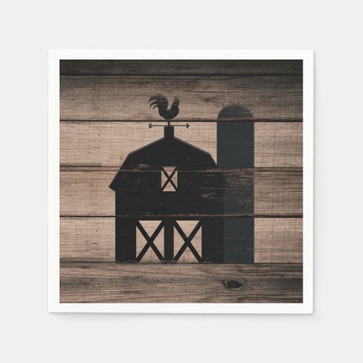 Rustic Weathered Wood Black Barn Country Wedding Servetten (Voorkant)