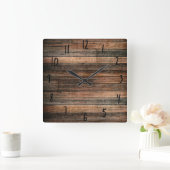Rustic Weathered Wood Brown Barn Country Farmhouse Vierkante Klok (Huis)