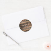 Rustic Weathered Wood Brown Barn Country Wedding Ronde Sticker (Envelop)