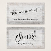 Rustic Weathered Wood Elegant Script Drink Tickets Visitekaartjes (Voorkant /achterkant)