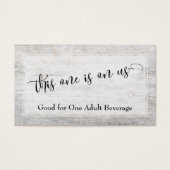 Rustic Weathered Wood Elegant Script Drink Tickets Visitekaartjes (Voorkant)