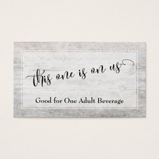 Rustic Weathered Wood Elegant Script Drink Tickets Visitekaartjes (Voorkant)