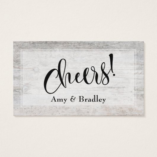 Rustic Weathered Wood Elegant Script Drink Tickets Visitekaartjes (Achterkant)