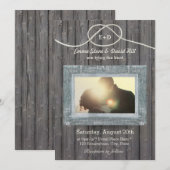 Rustic Weathered Wood Lijst Foto bruiloft Kaart (Voorkant / Achterkant)