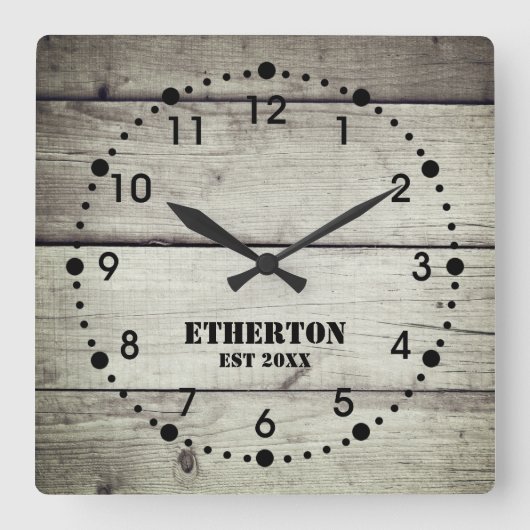 Rustic Weathered Wood Style Acrylic Clock Vierkante Klok (Voorkant)