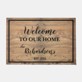 Rustic Weathered Wood "Welkom bij ons thuis" Deurmat (Voorkant)