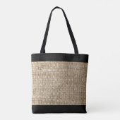 Rustic Weave Texture Pattern Chic Zwart Monogram Tote Bag (Achterkant)