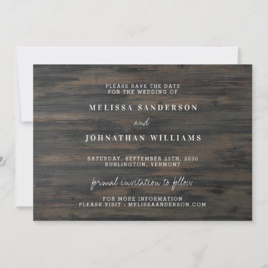 Rustic Weddenschap Mijn mensen worden getrouwd Save The Date (Achterkant)